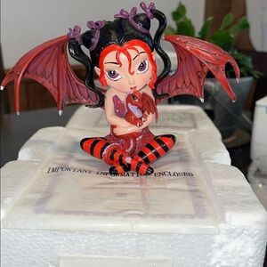 Gothic Fairy Figurine with Red and Black Accents